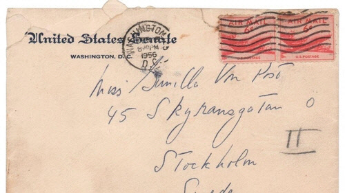 케네디 전 미국 대통령이 스웨덴 여성에게 보냈던 편지. [AP=연합뉴스. RR옥션 제공]